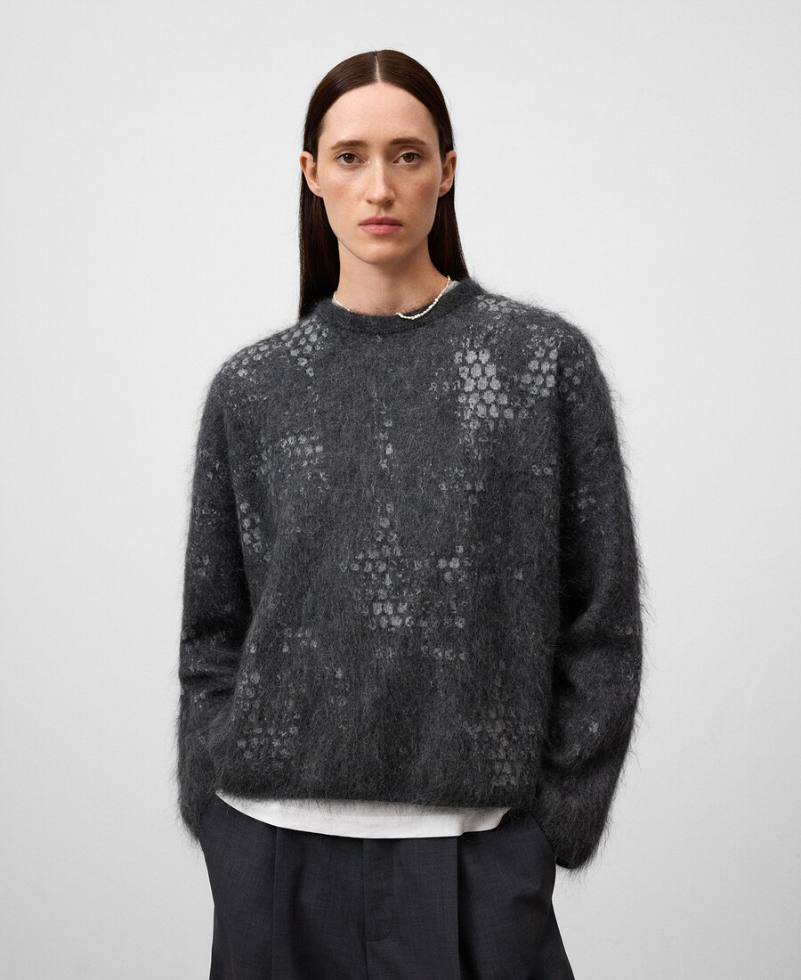 pull femme en maille jacquard brossée