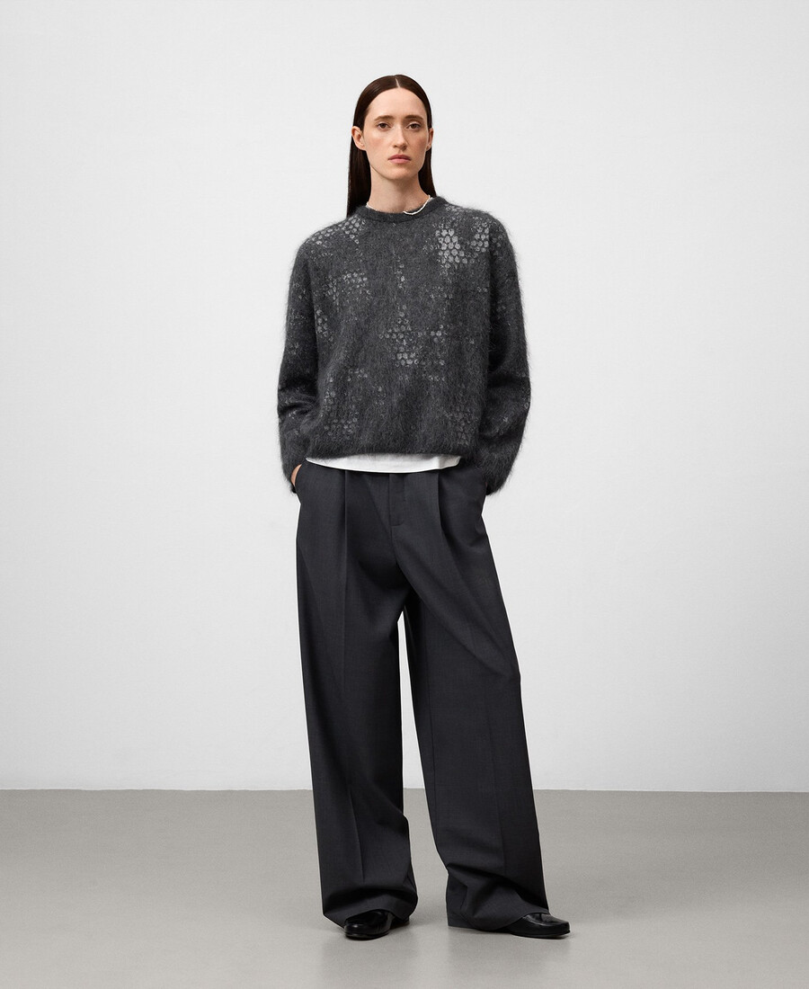 pull femme en maille jacquard brossée