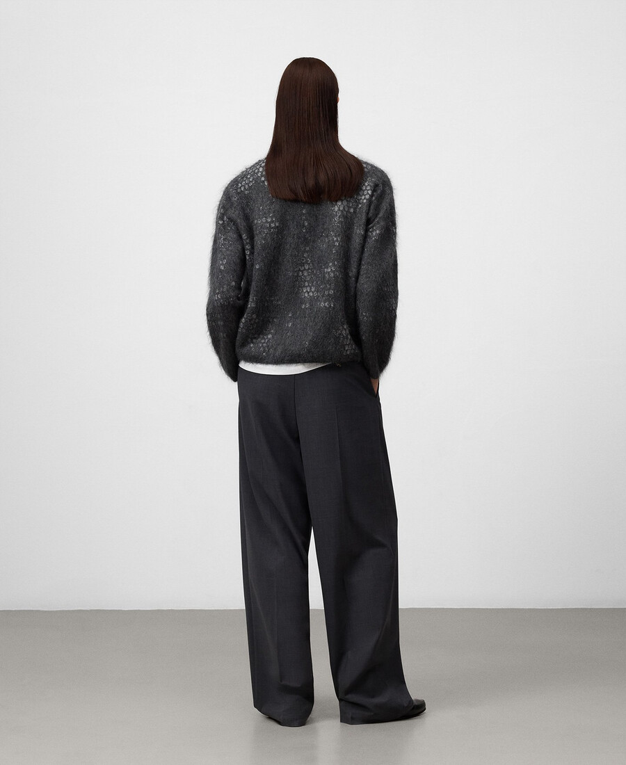 pull femme en maille jacquard brossée