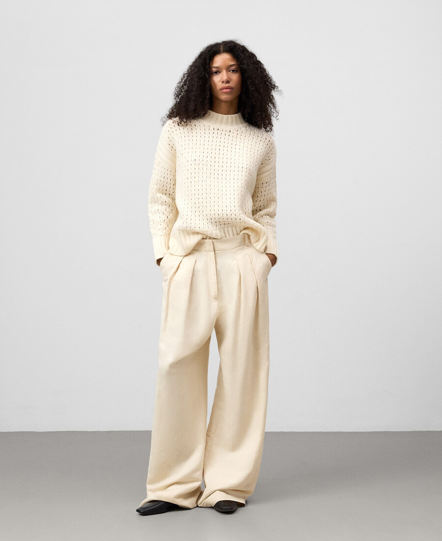 pull en laine ajourée pour femme