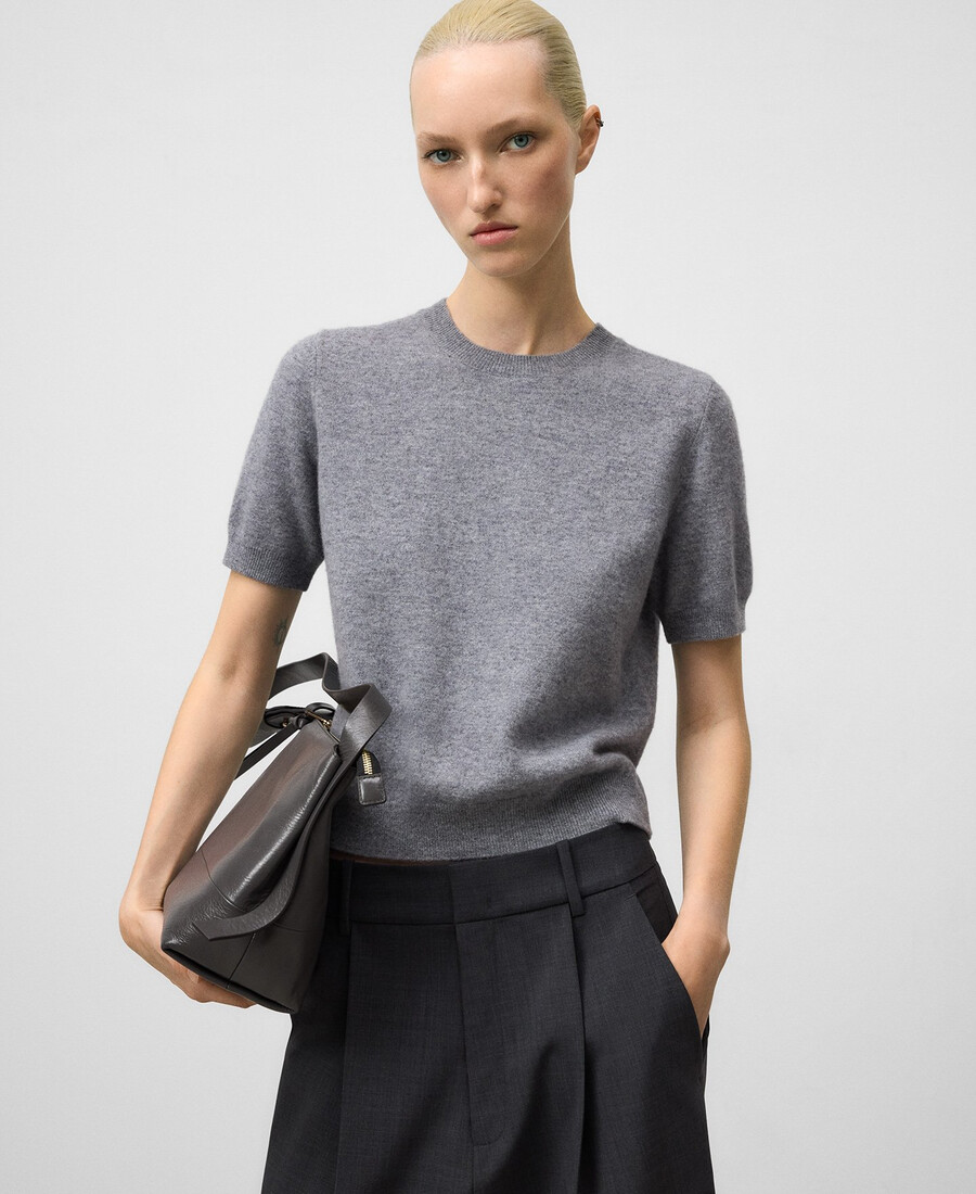 pull en laine à manches courtes pour femme