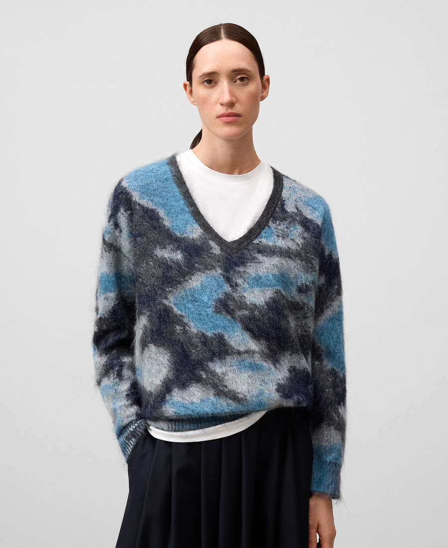 pull imprimé en maille jacquard pour femme