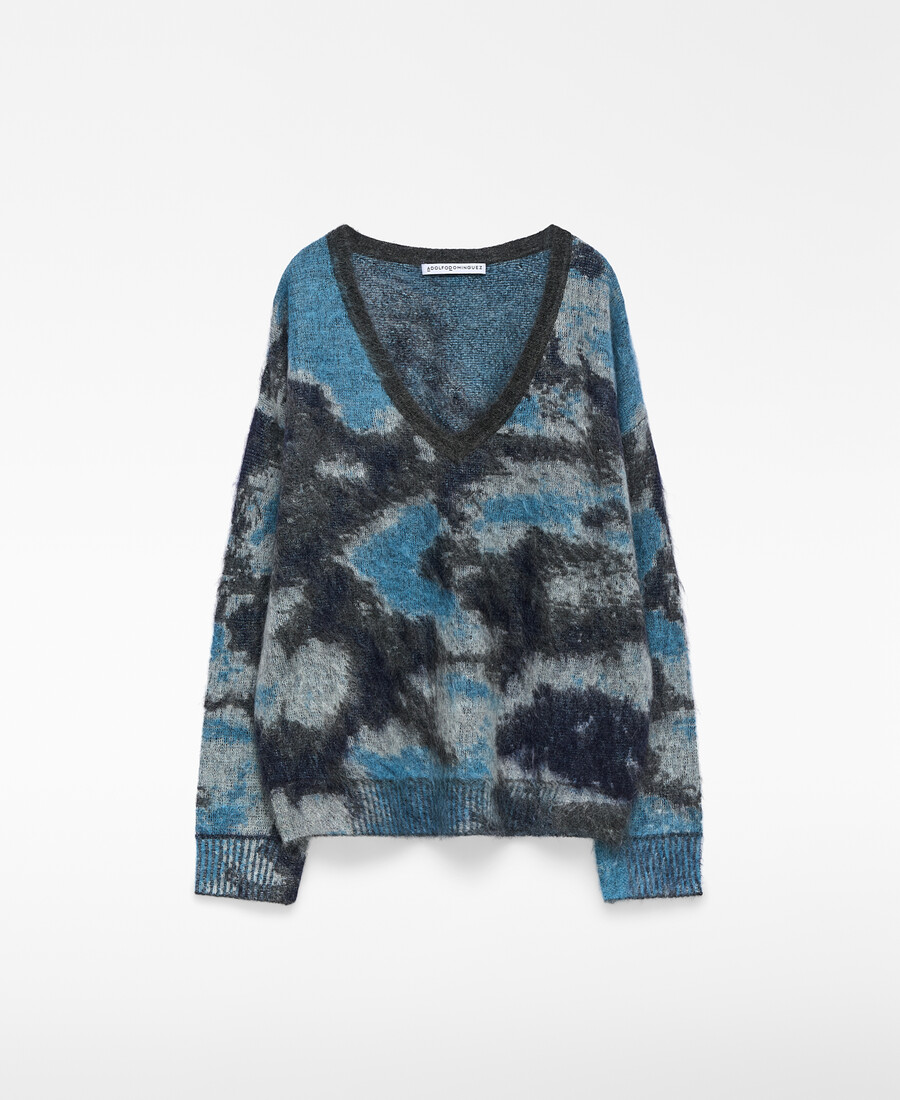 pull imprimé en maille jacquard pour femme