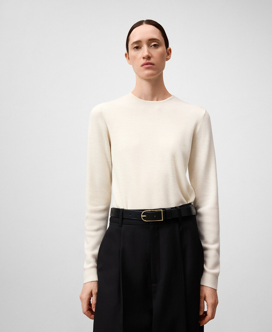 pull en laine mérinos à col rond pour femme