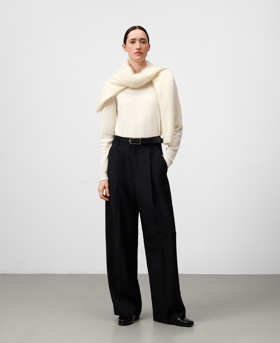 pull en laine mérinos à col rond pour femme