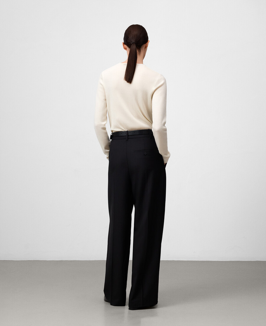 pull en laine mérinos à col rond pour femme