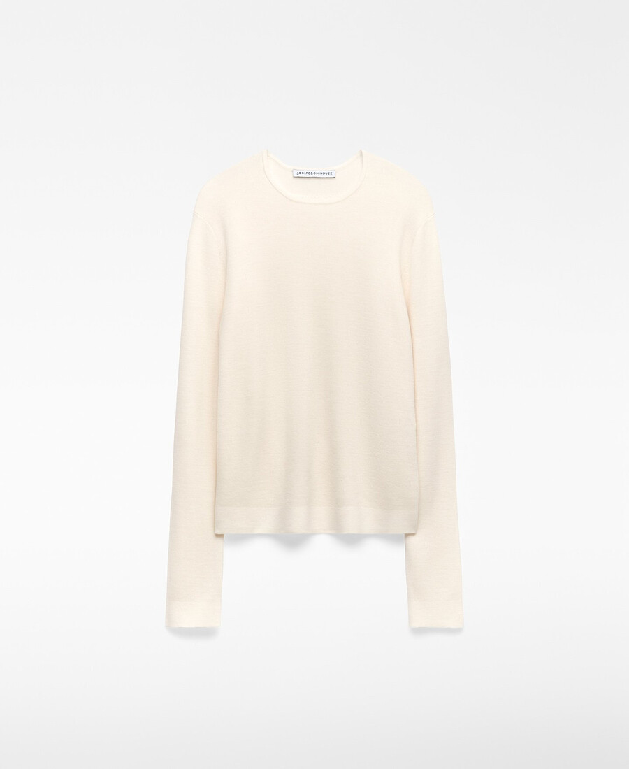 pull en laine mérinos à col rond pour femme
