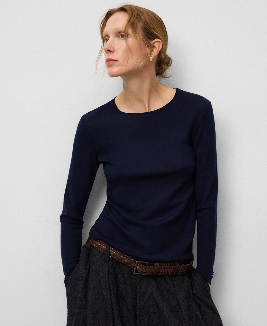 t-shirt femme en laine mérinos à col rond