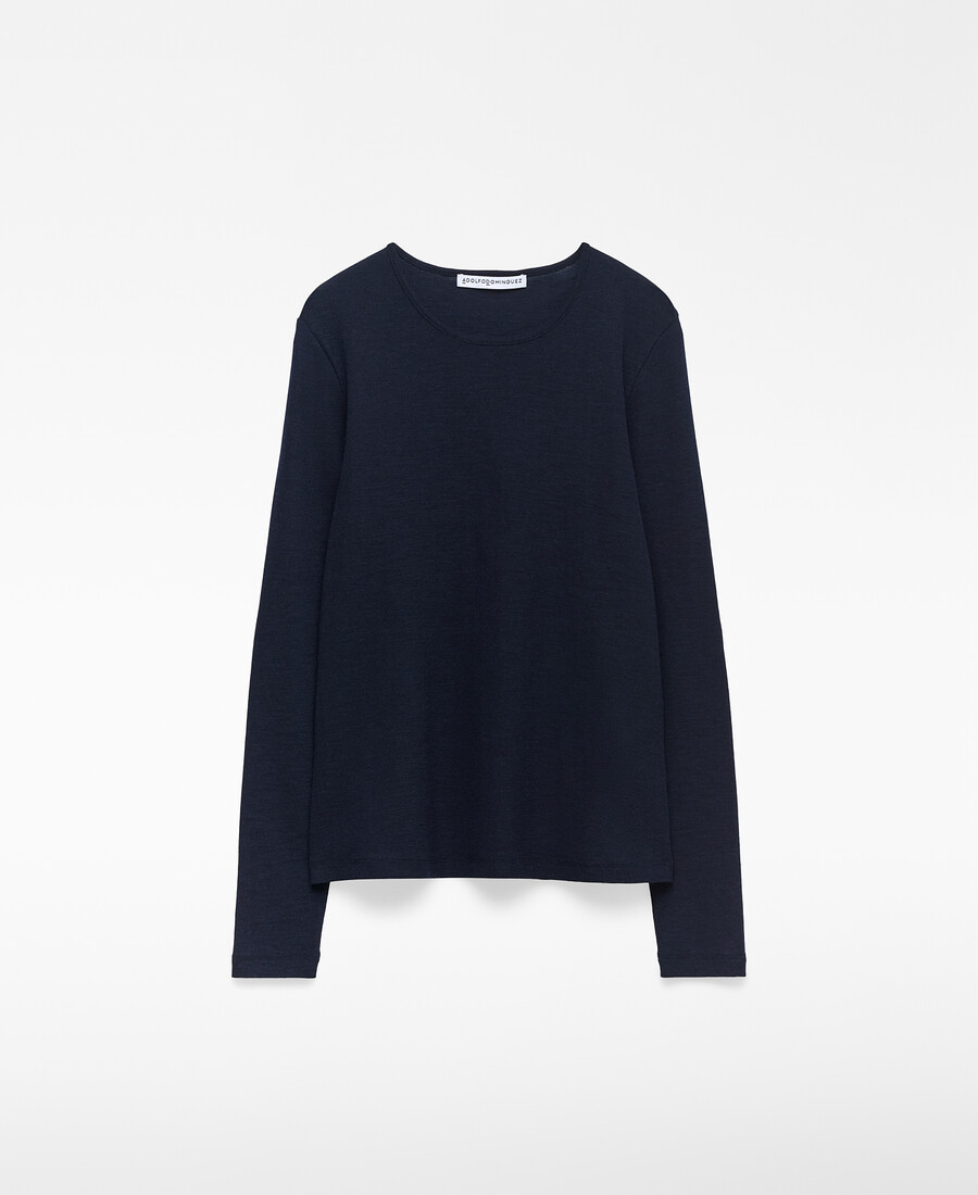 t-shirt femme en laine mérinos à col rond