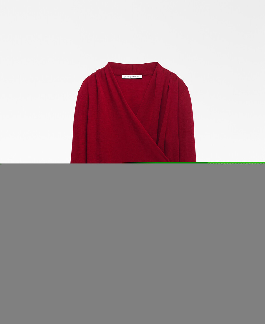 t-shirt cache-cœur en laine mérinos pour femme
