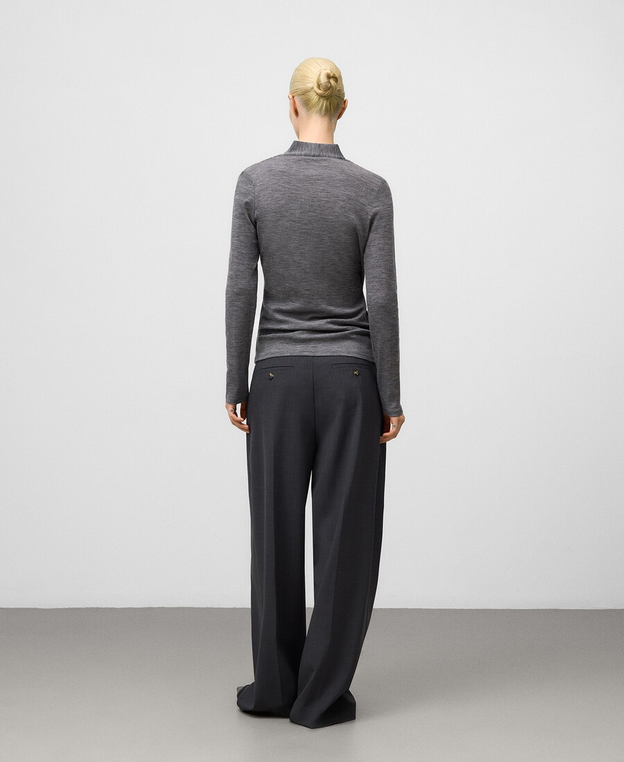 t-shirt cache-cœur en laine mérinos pour femme
