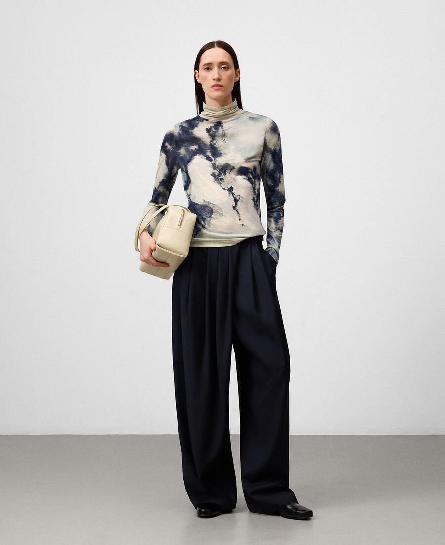 t-shirt imprimé à col cheminée pour femme