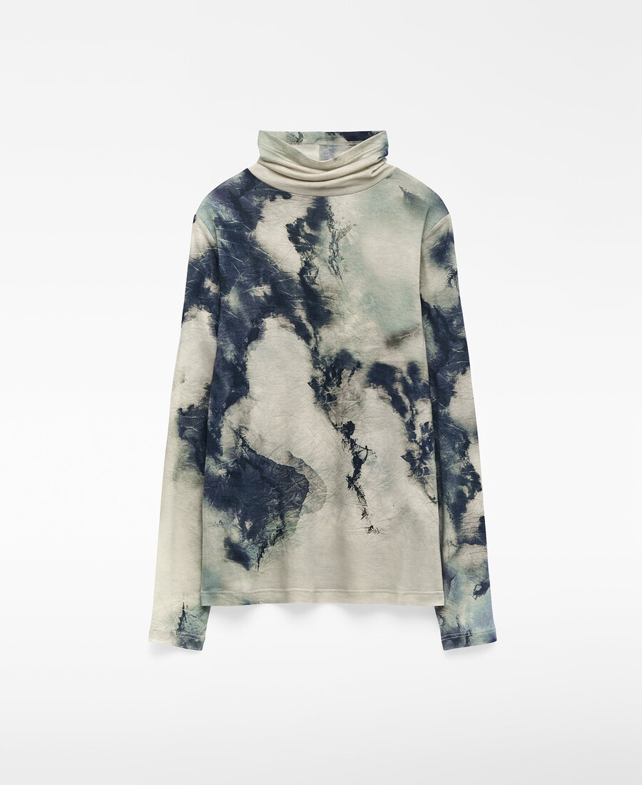 t-shirt imprimé à col cheminée pour femme