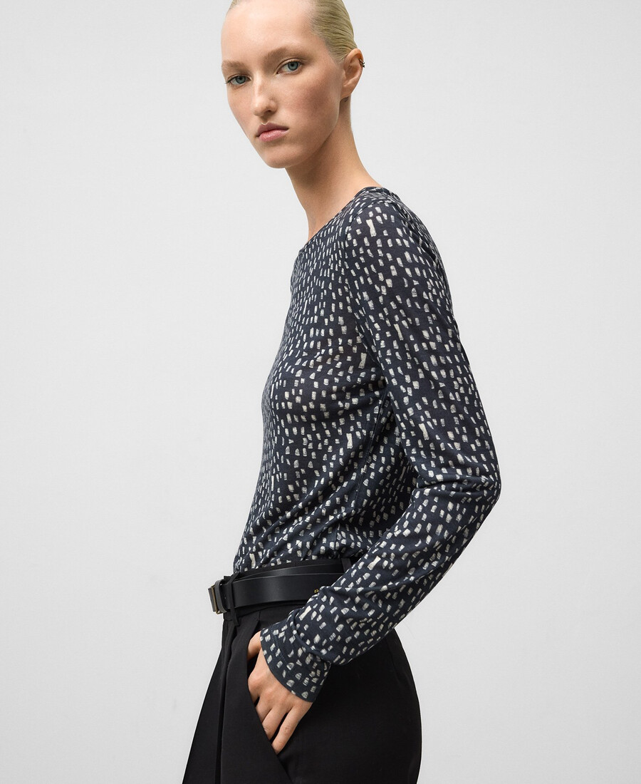 t-shirt imprimé à manches longues pour femme