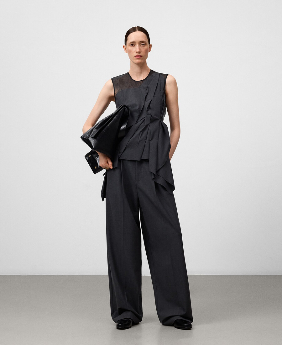 top en organza à empiècements superposés pour femme