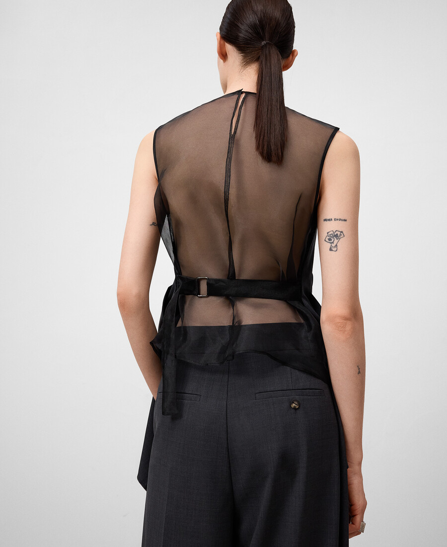 top en organza à empiècements superposés pour femme