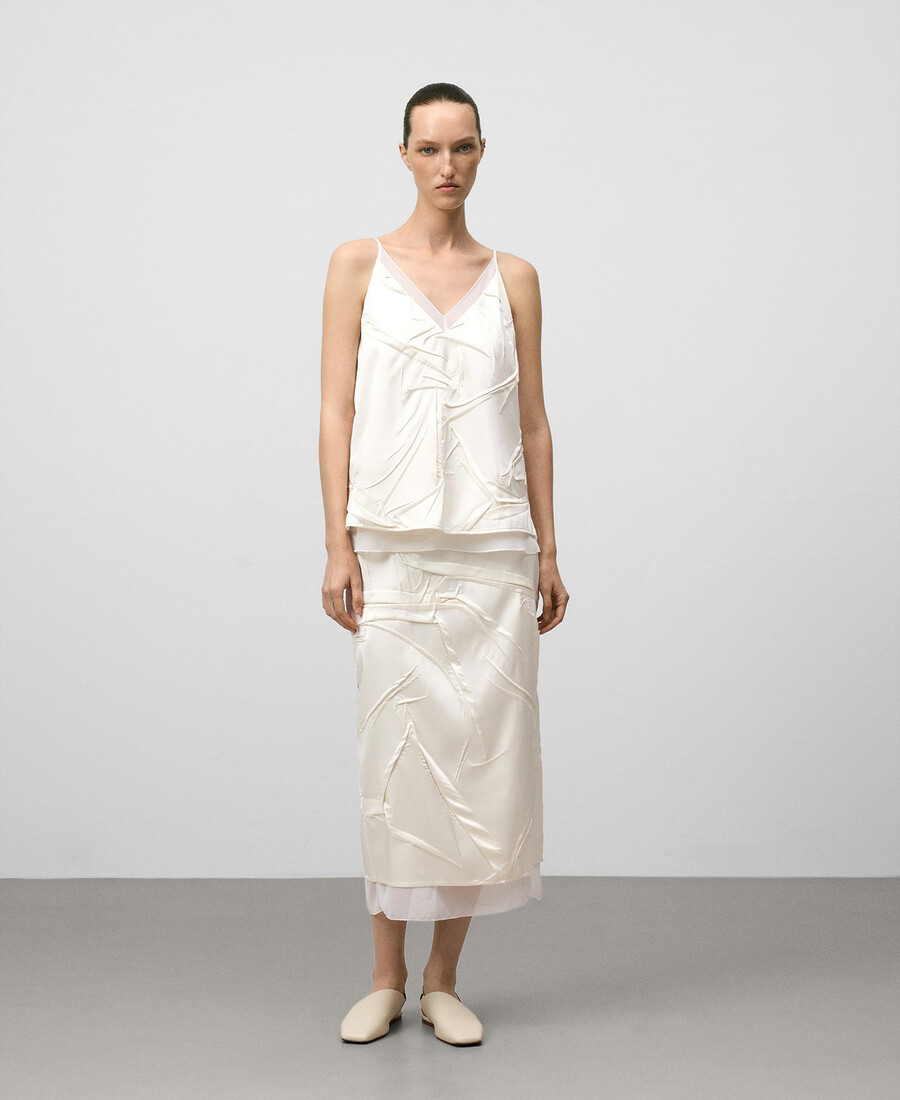 haut froissé en tissu mélangé femme