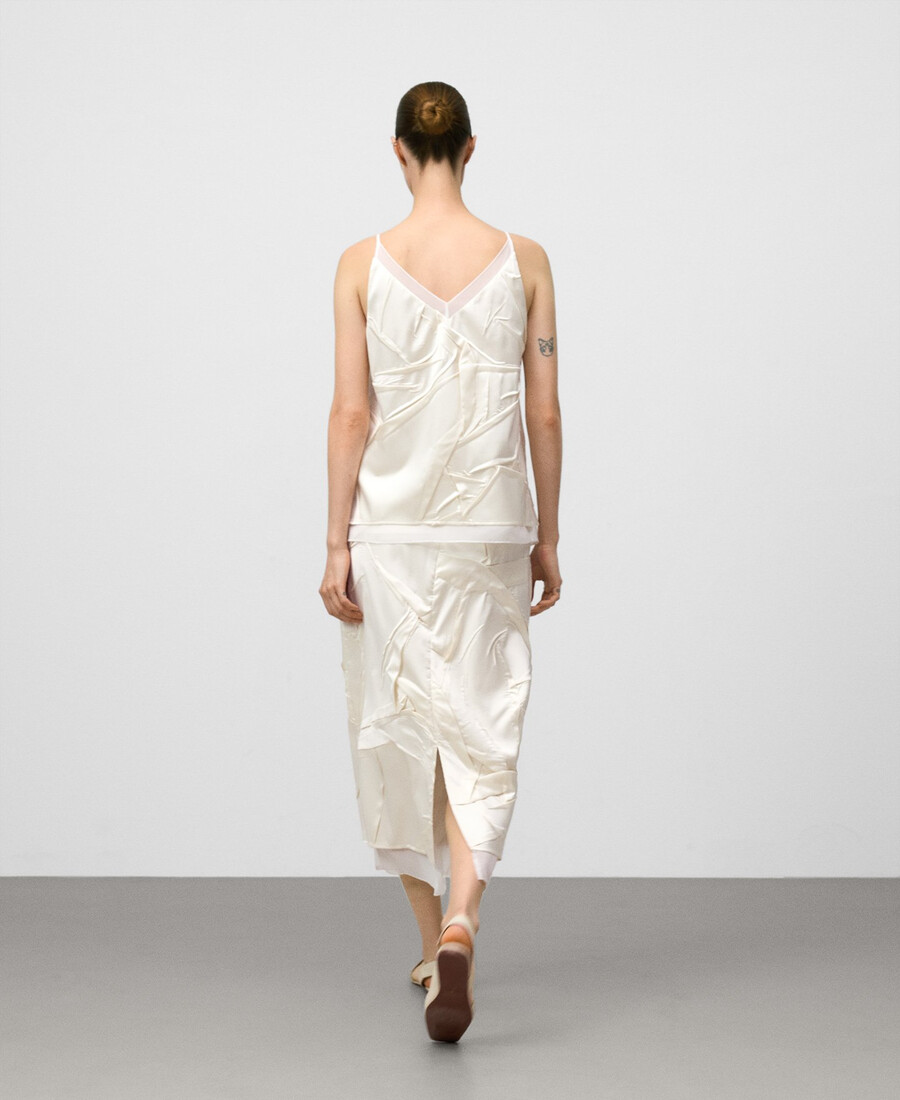 haut froissé en tissu mélangé femme