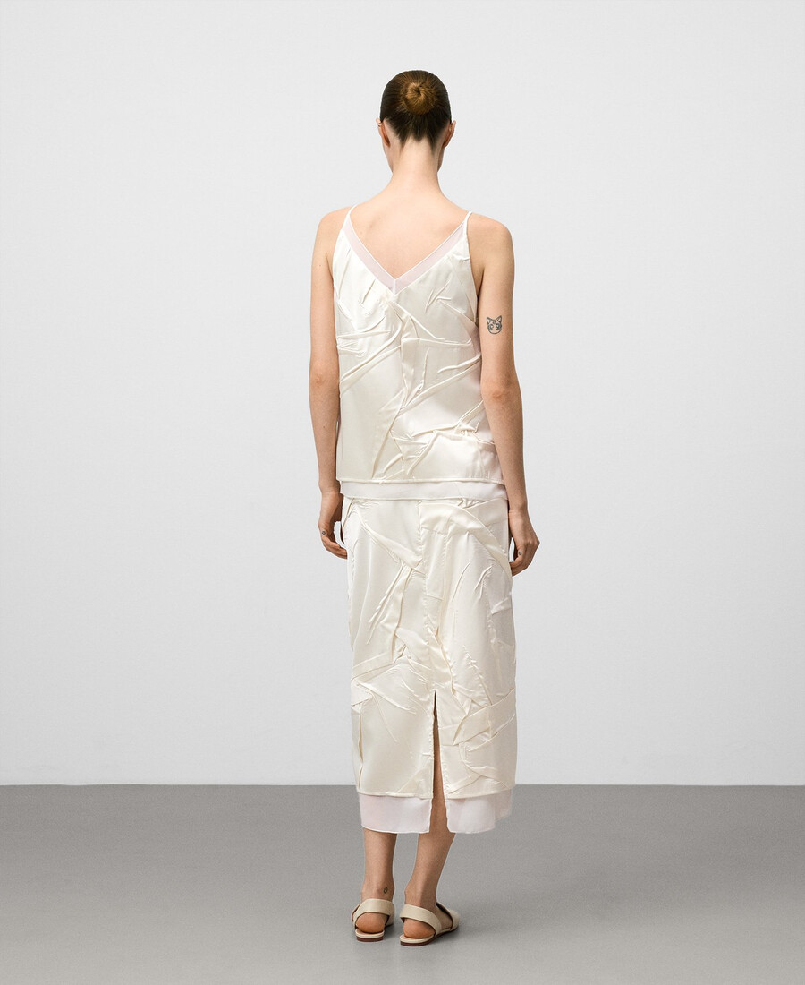 haut froissé en tissu mélangé femme