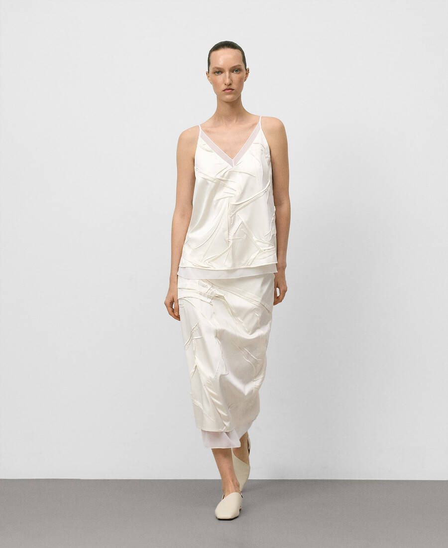 haut froissé en tissu mélangé femme