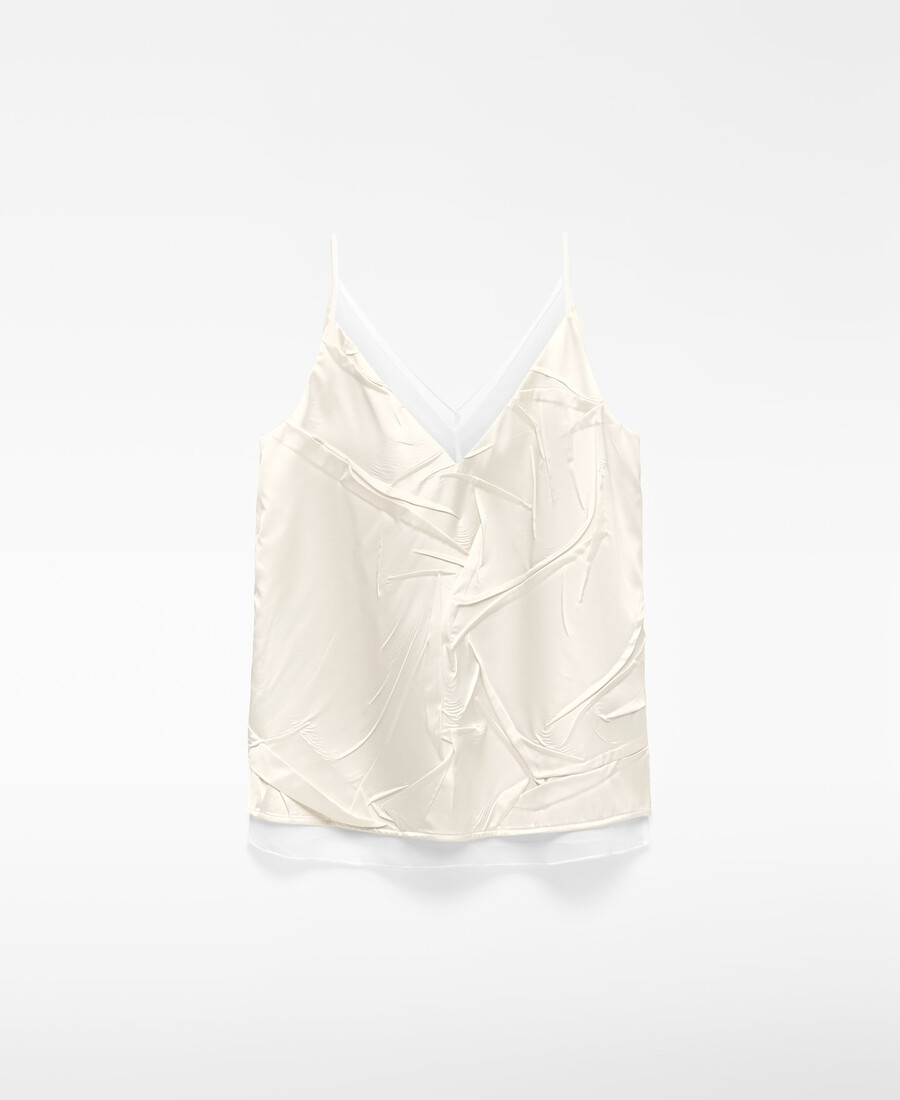 haut froissé en tissu mélangé femme