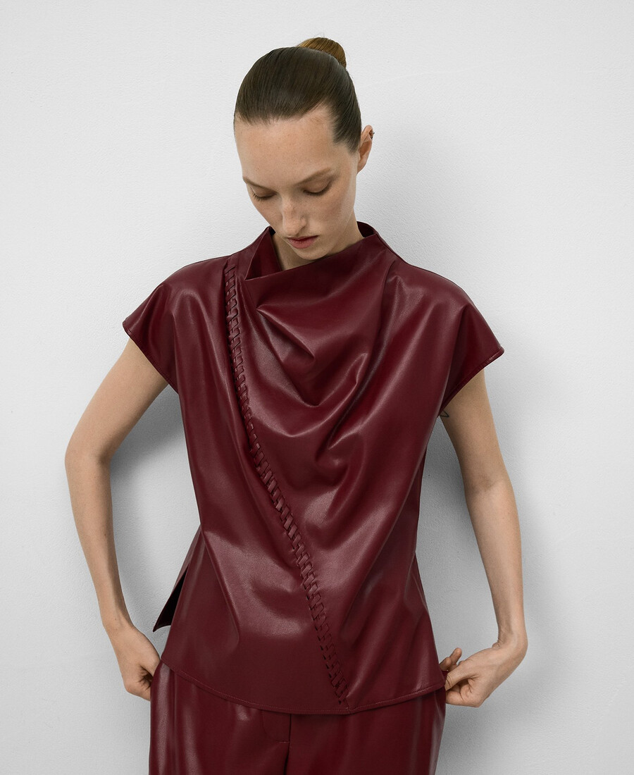 haut drapé en cuir ou non-cuir pour femme