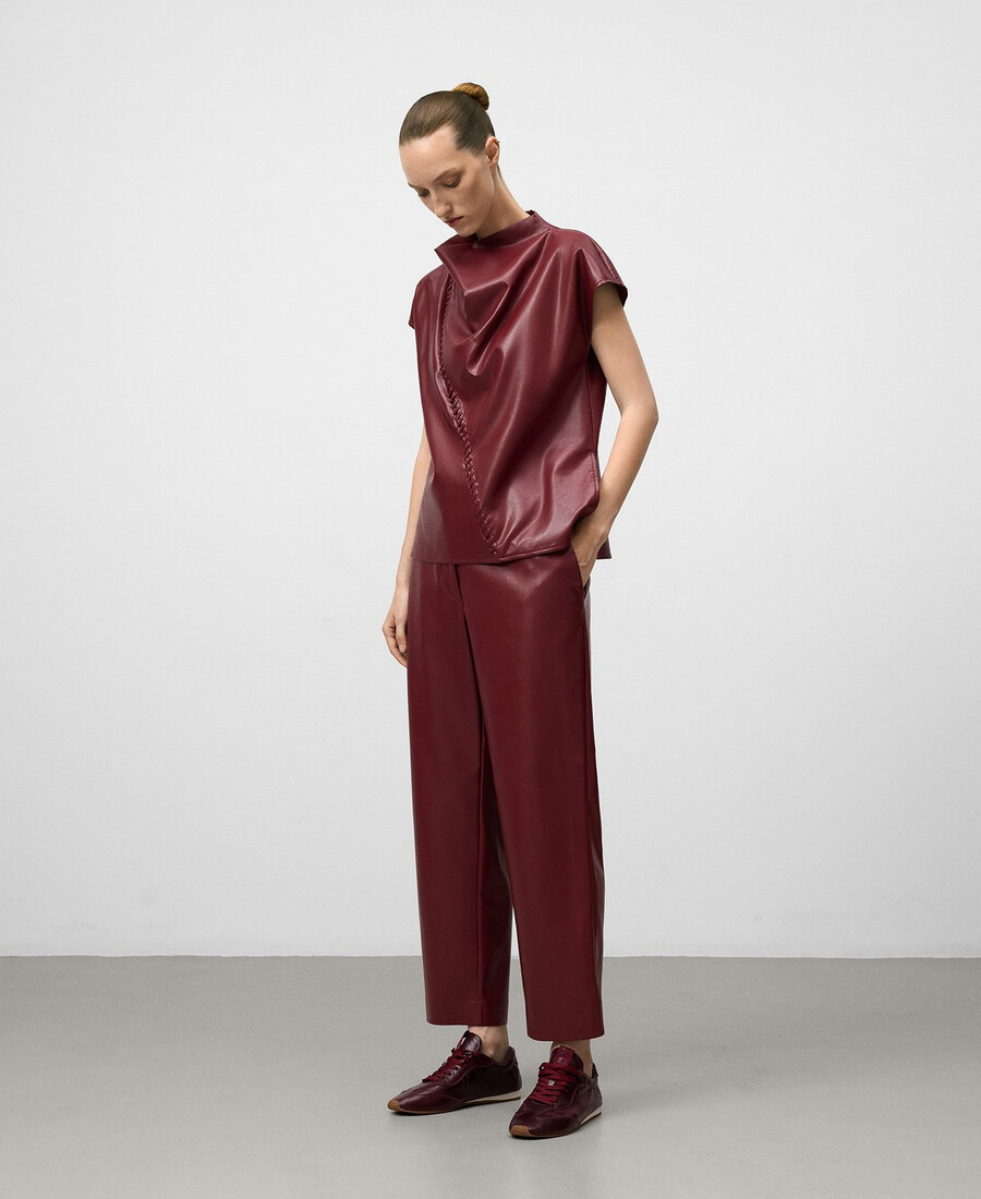 haut drapé en cuir ou non-cuir pour femme