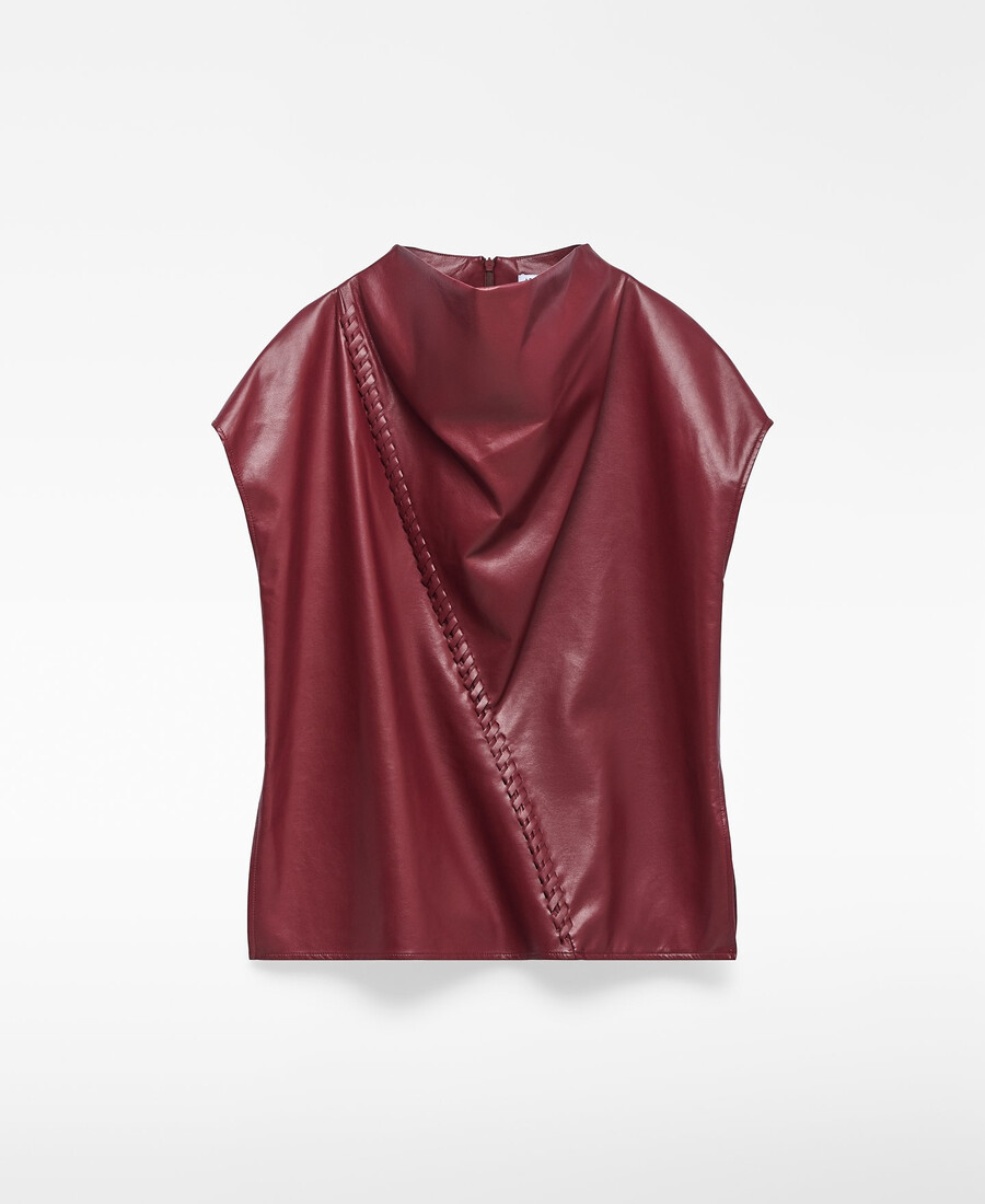 haut drapé en cuir ou non-cuir pour femme