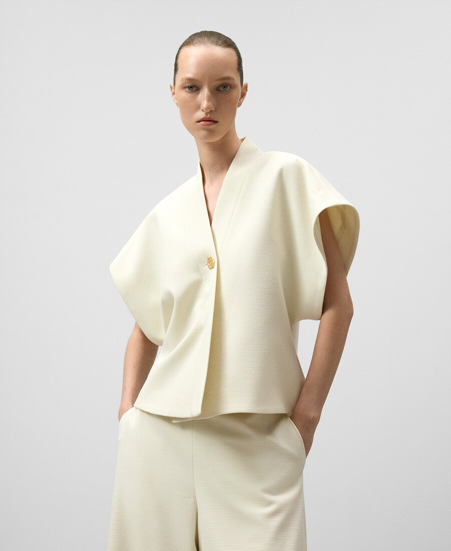haut cache-cœur texturé pour femme