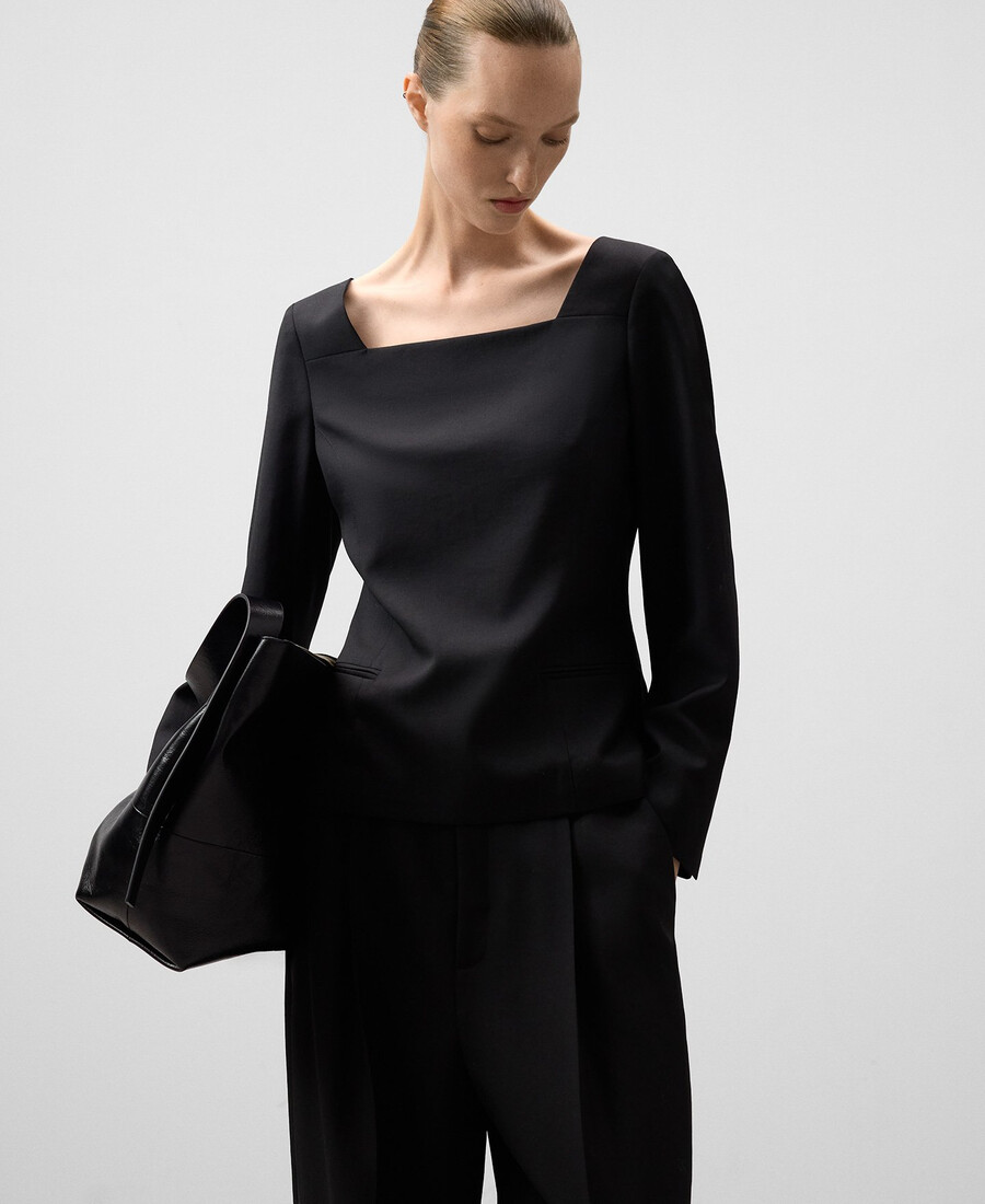 haut tailleur à encolure carrée pour femme