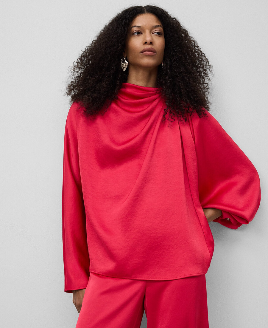 haut en satin à col drapé pour femme