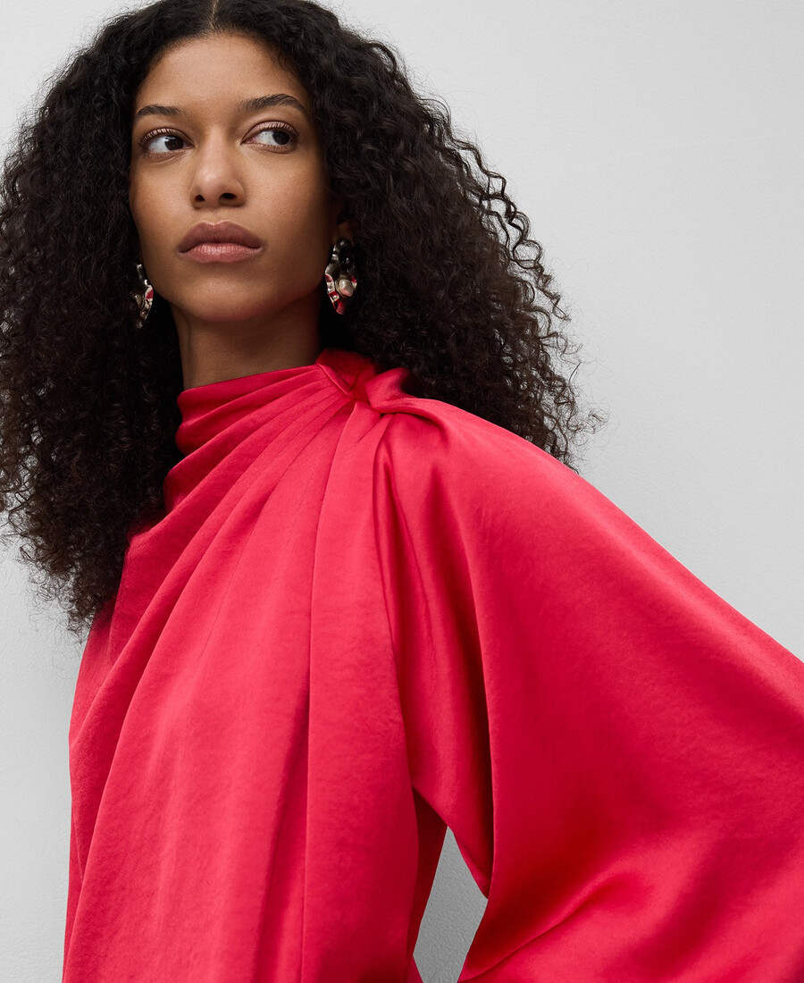 haut en satin à col drapé pour femme