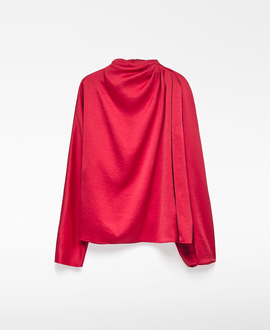 haut en satin à col drapé pour femme