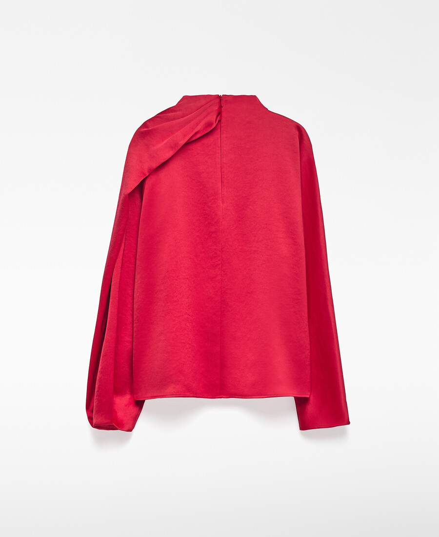haut en satin à col drapé pour femme