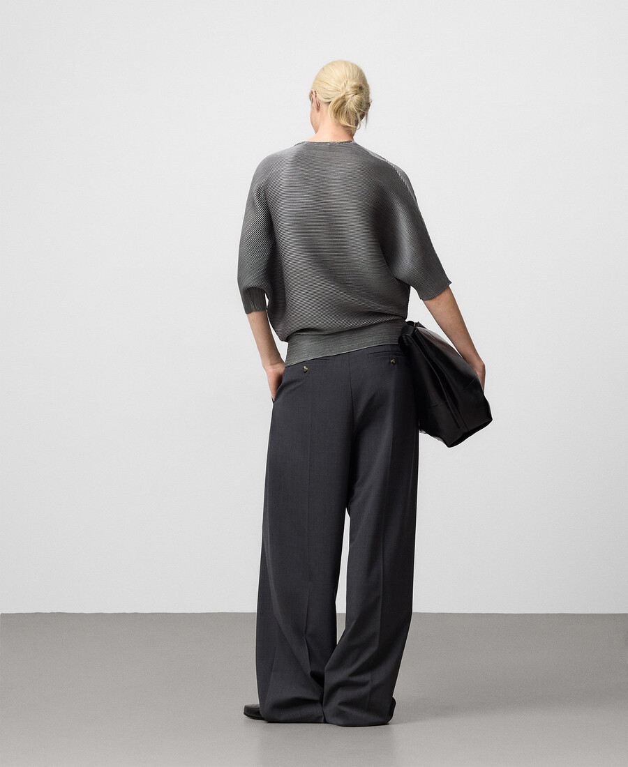 haut froissé à col en v pour femme