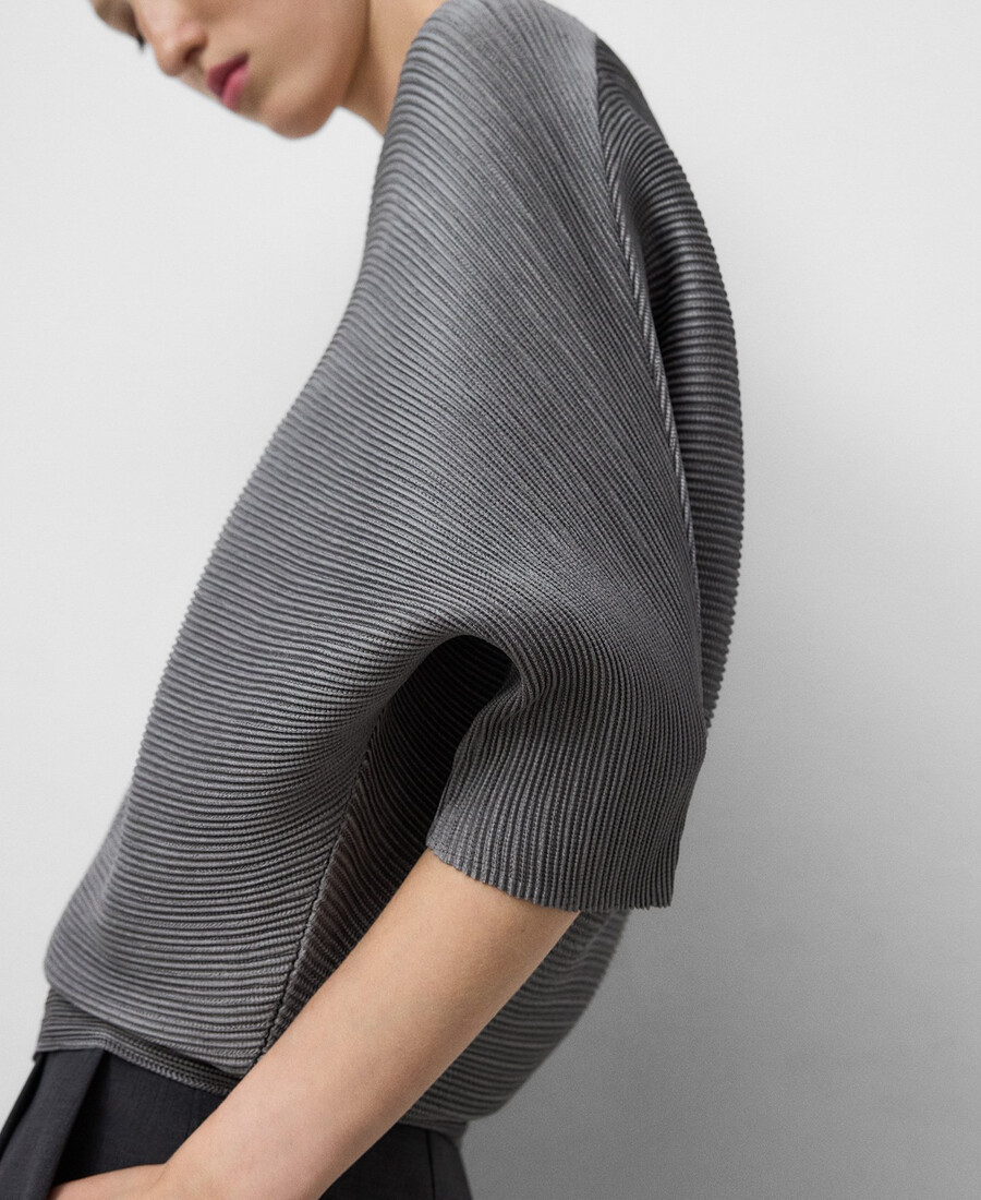 haut froissé à col en v pour femme