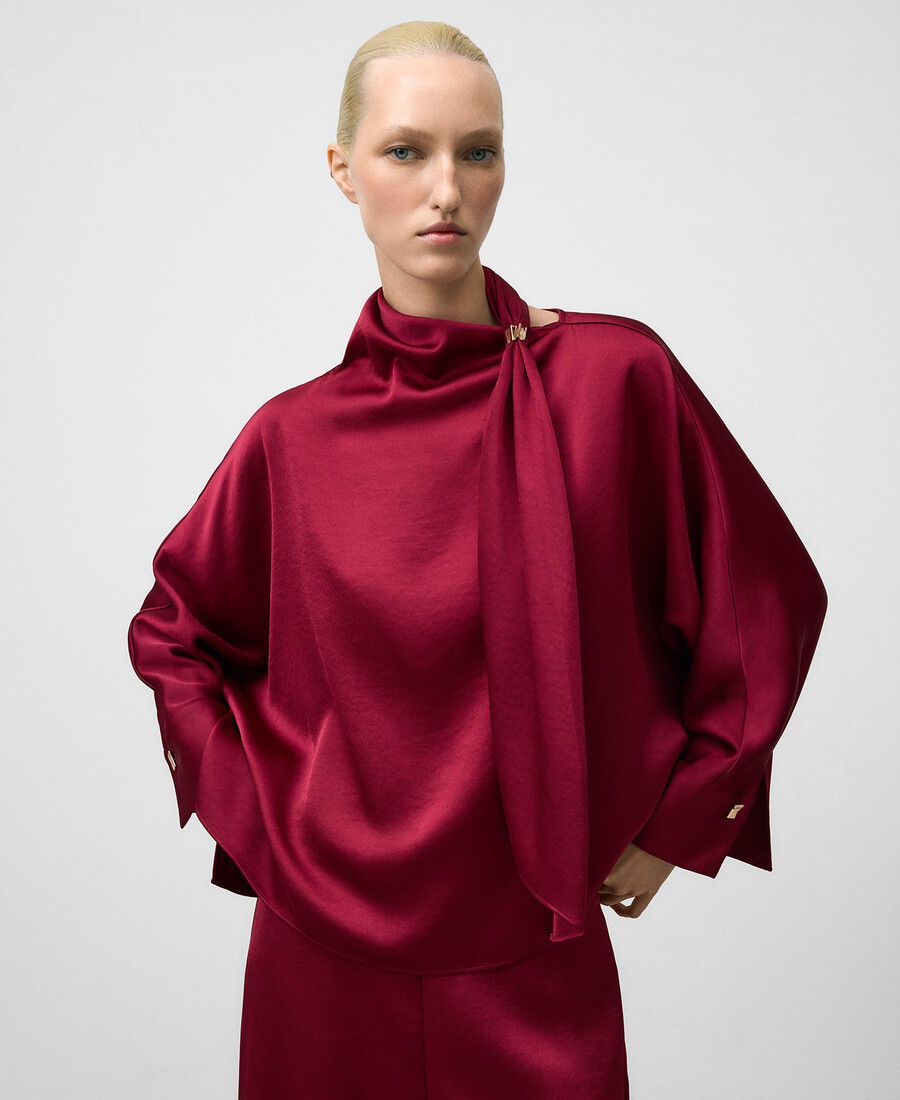 haut en satin à col foulard pour femme