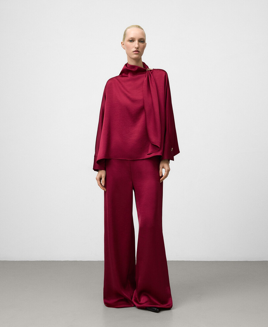 haut en satin à col foulard pour femme