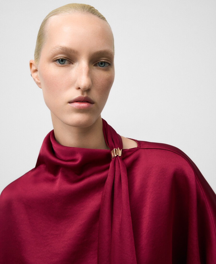 haut en satin à col foulard pour femme