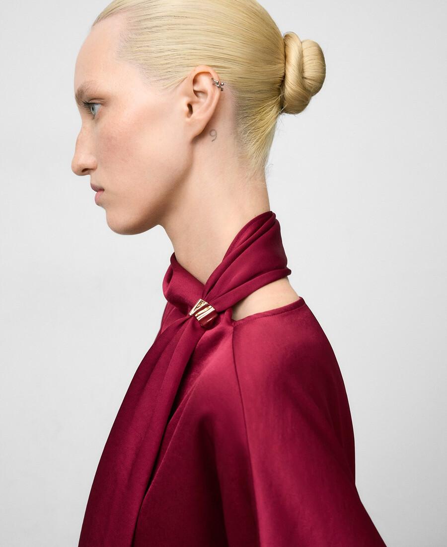 haut en satin à col foulard pour femme