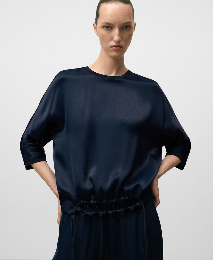 haut fluide en satin pour femme