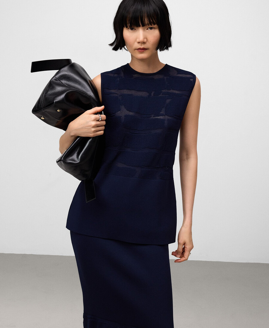 haut péplum en maille jacquard pour femme