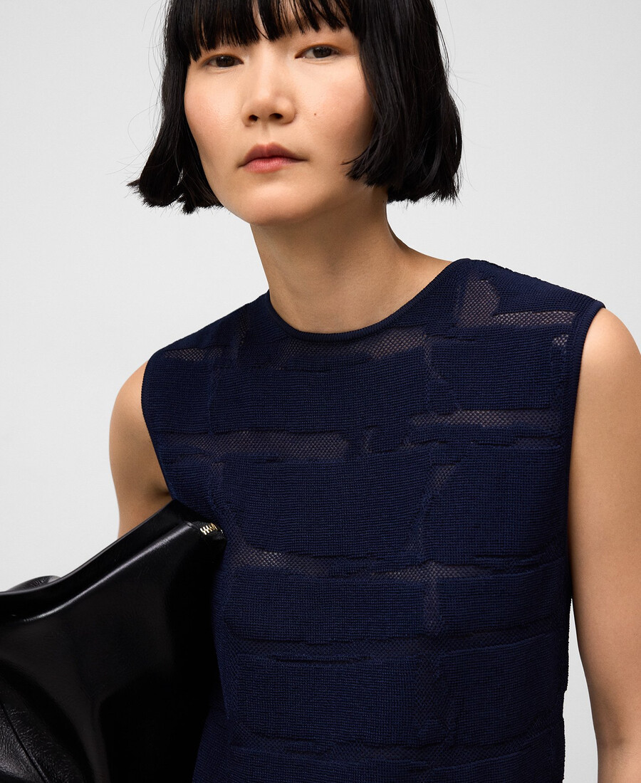 haut péplum en maille jacquard pour femme