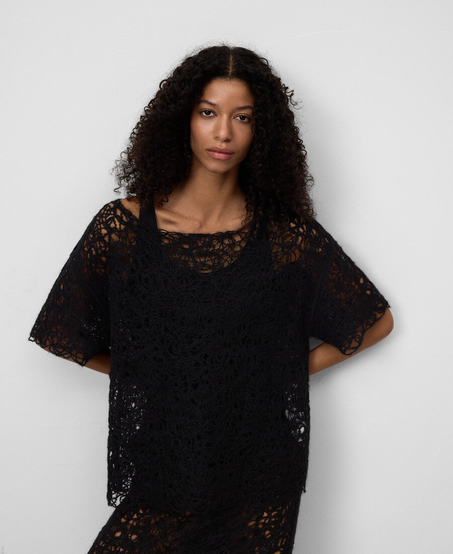 haut en maille brodé pour femme