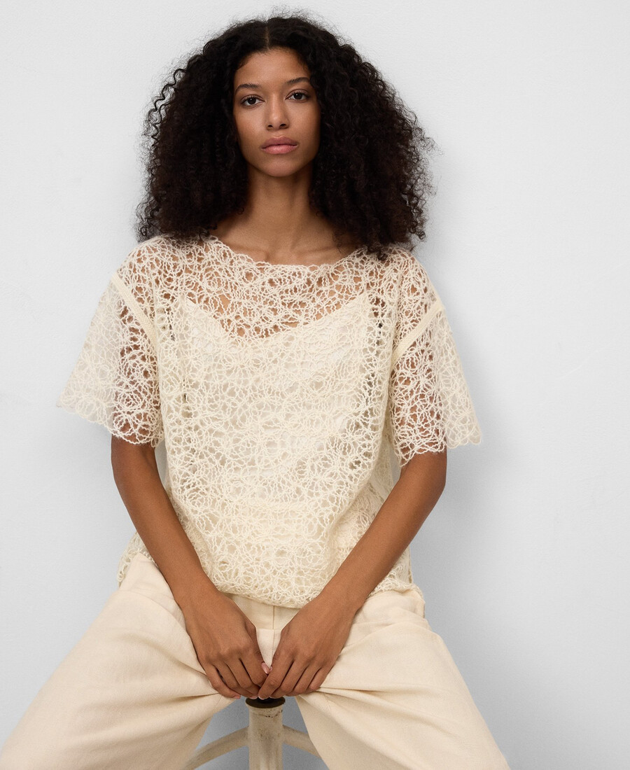 haut en maille brodé pour femme