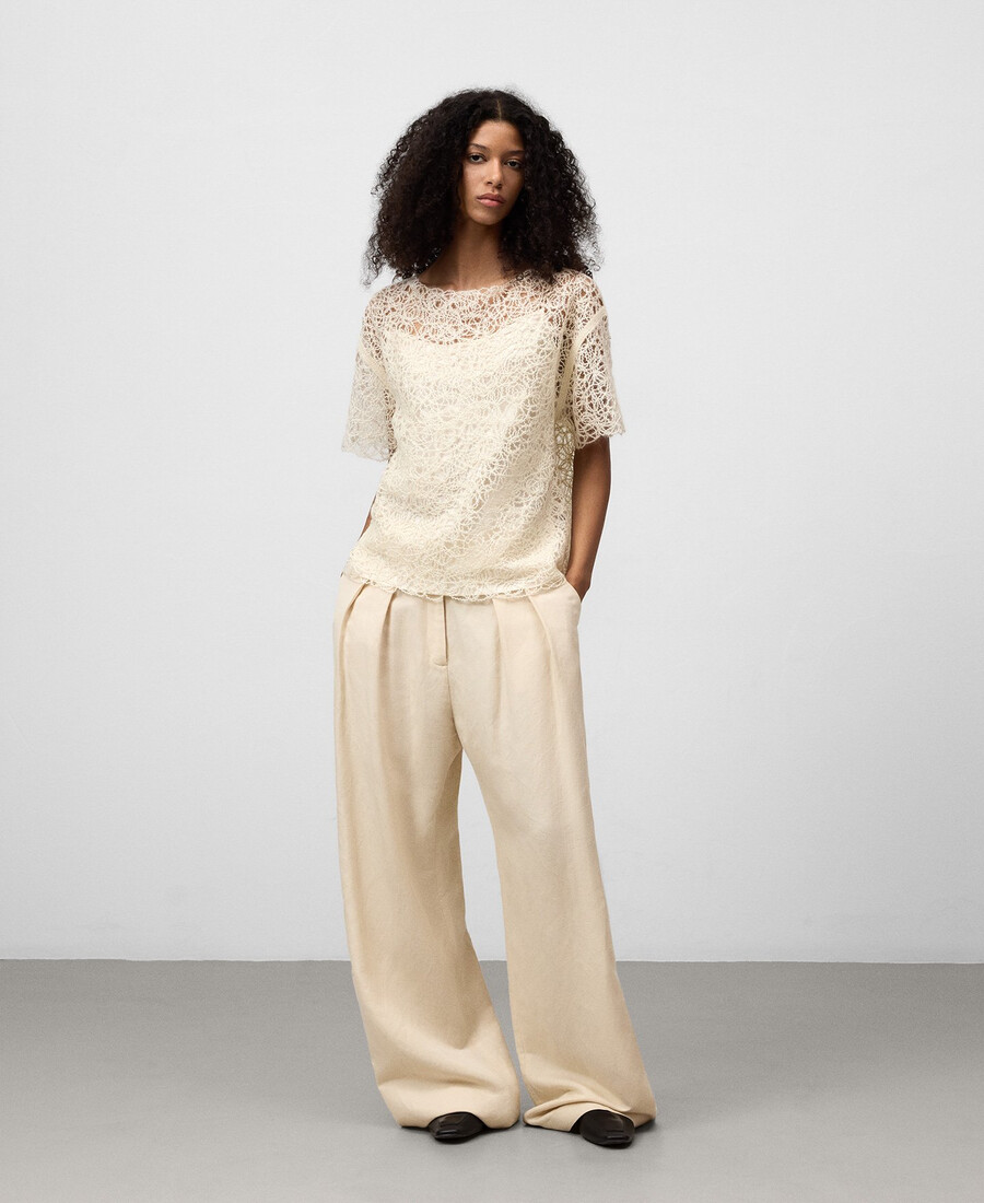 haut en maille brodé pour femme