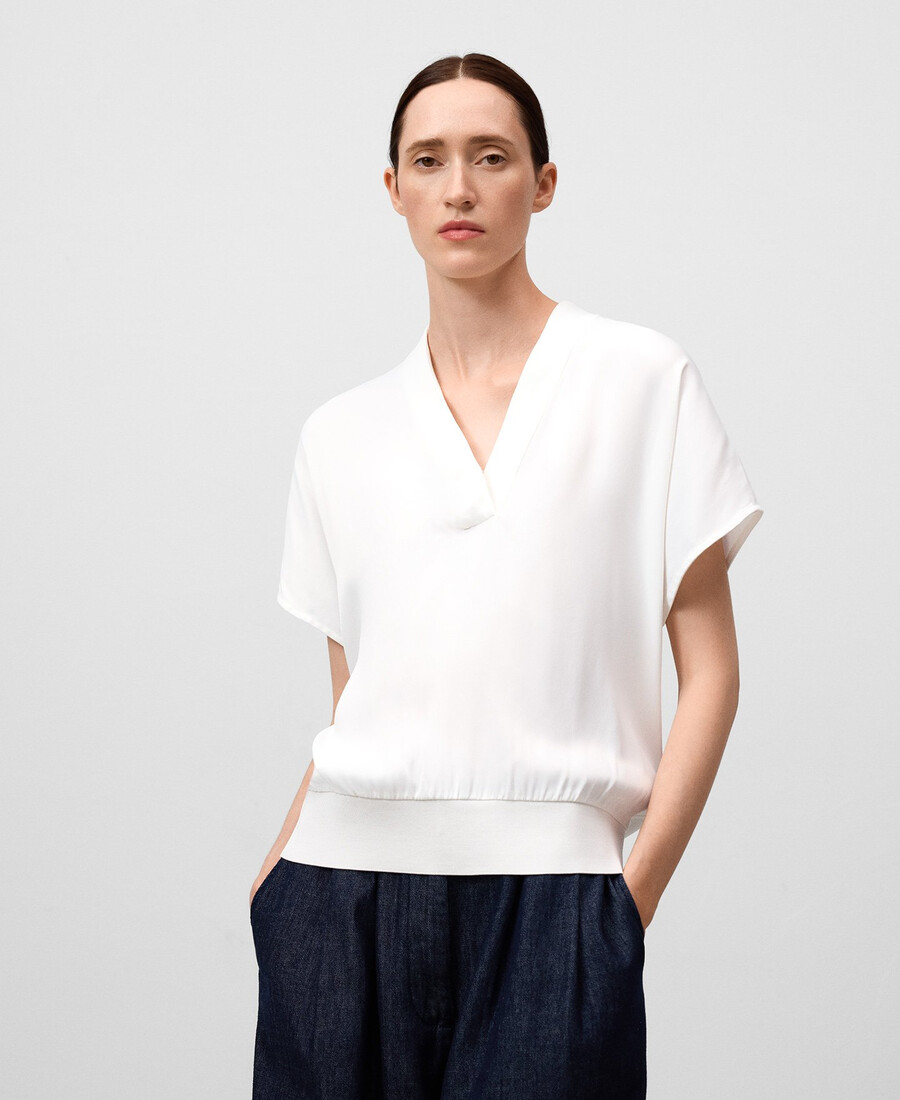 haut femme à col en v doublé tissu