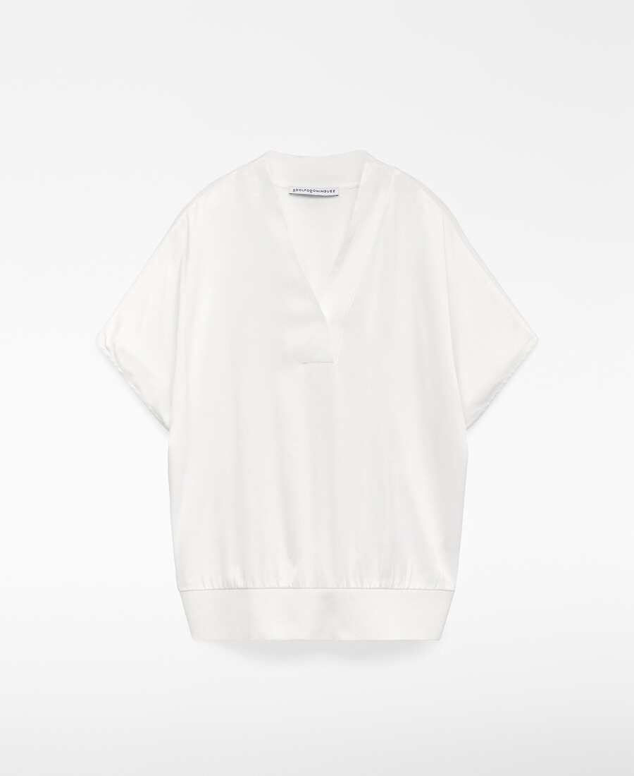 haut femme à col en v doublé tissu