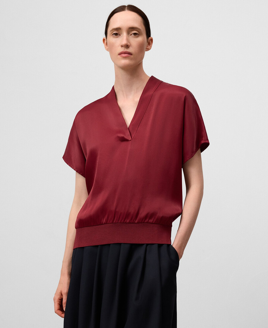 haut femme à col en v doublé tissu
