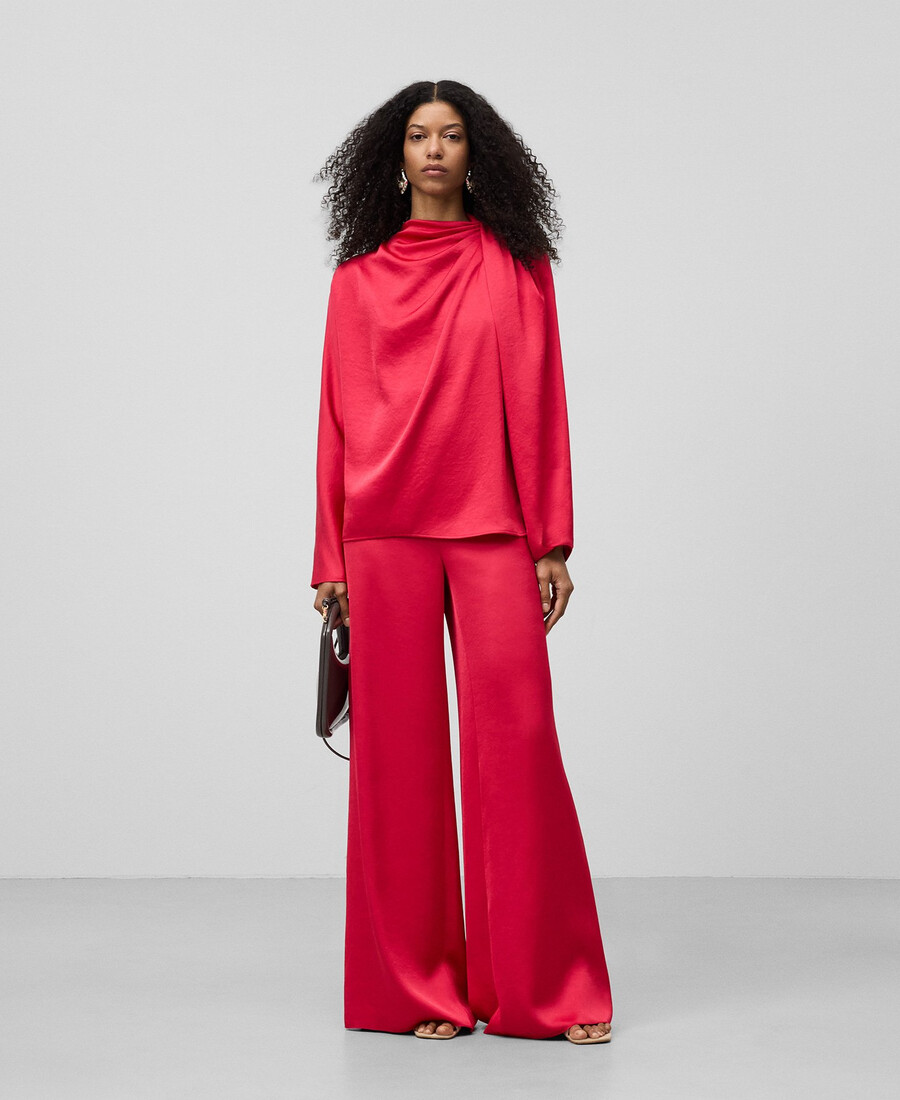pantalon large en satin pour femme
